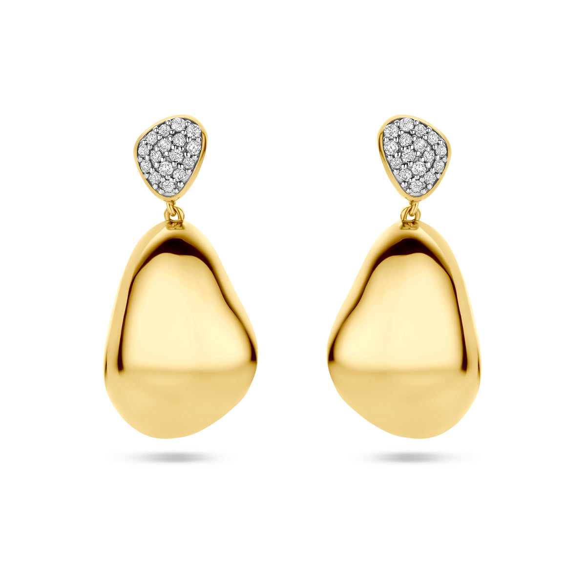 14k yellow golden diamonds earrings
