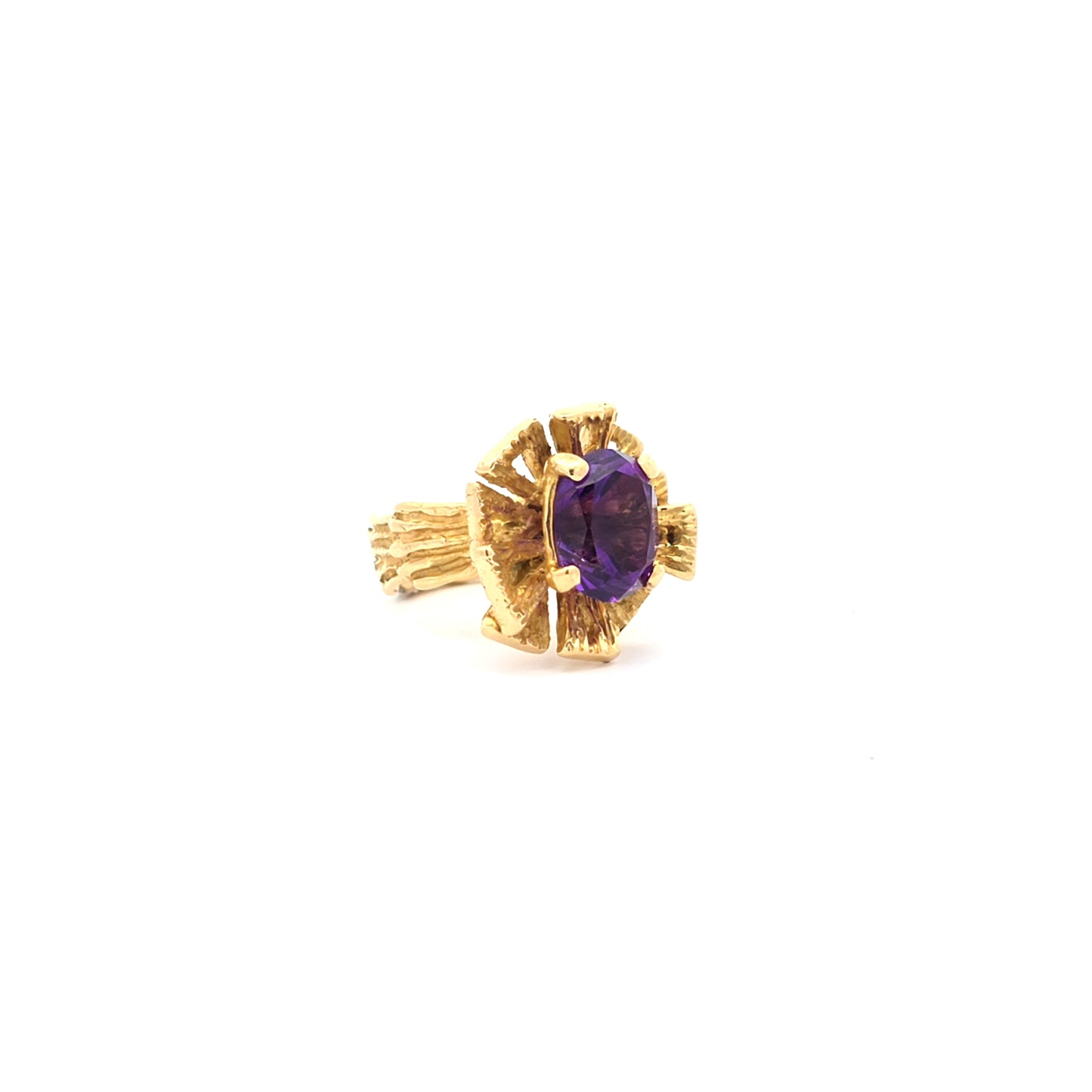 18K geel gouden cocktail ring met amethist Amsterdam Bruens