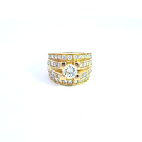 Yellow Gold Multi-Stone Ring with Round Brilliant Diamond