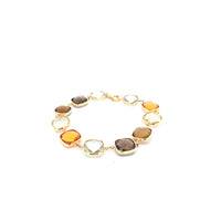 Yellow Gold Chain Bracelet with Square Cabochon Quartz