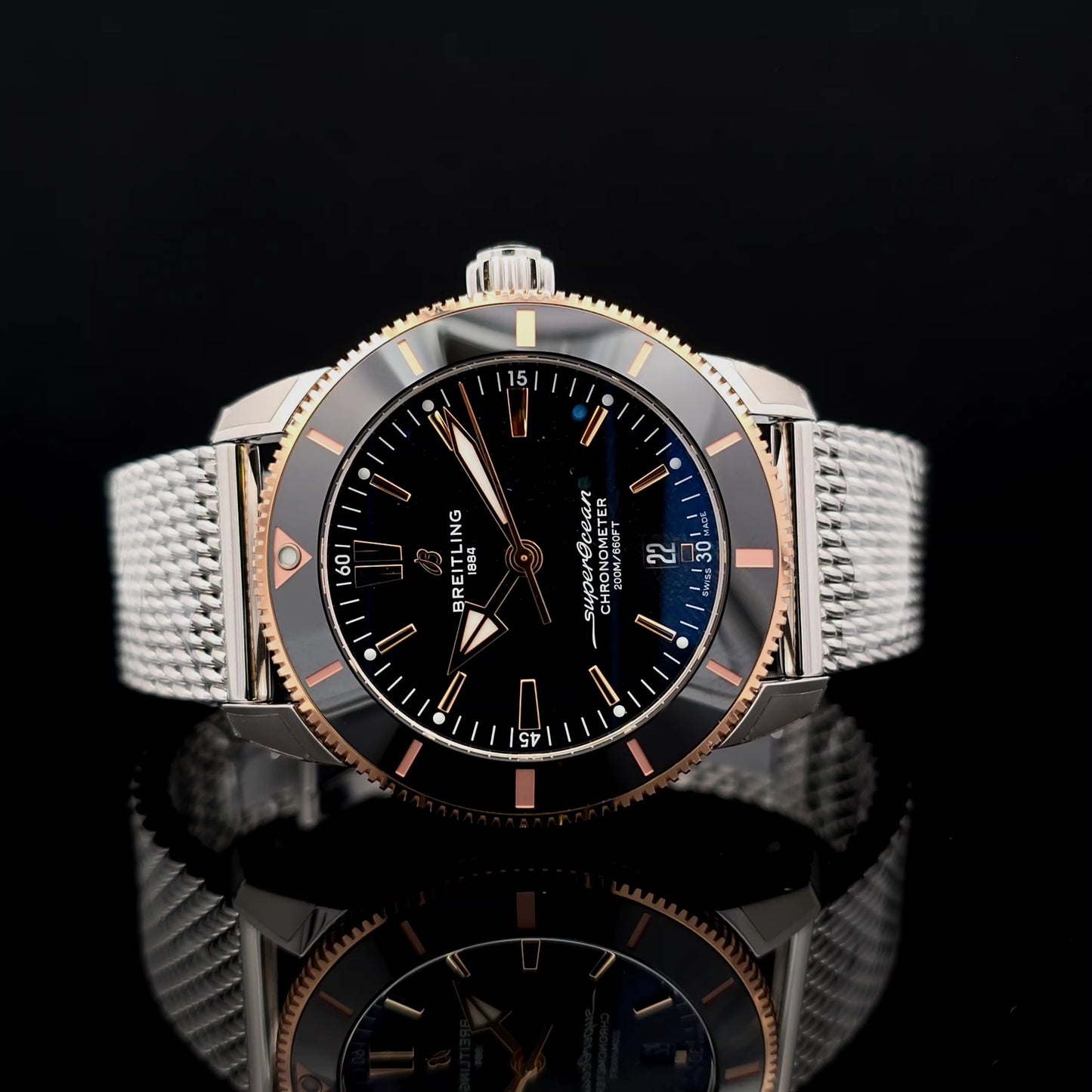 black dial mesh steel strap