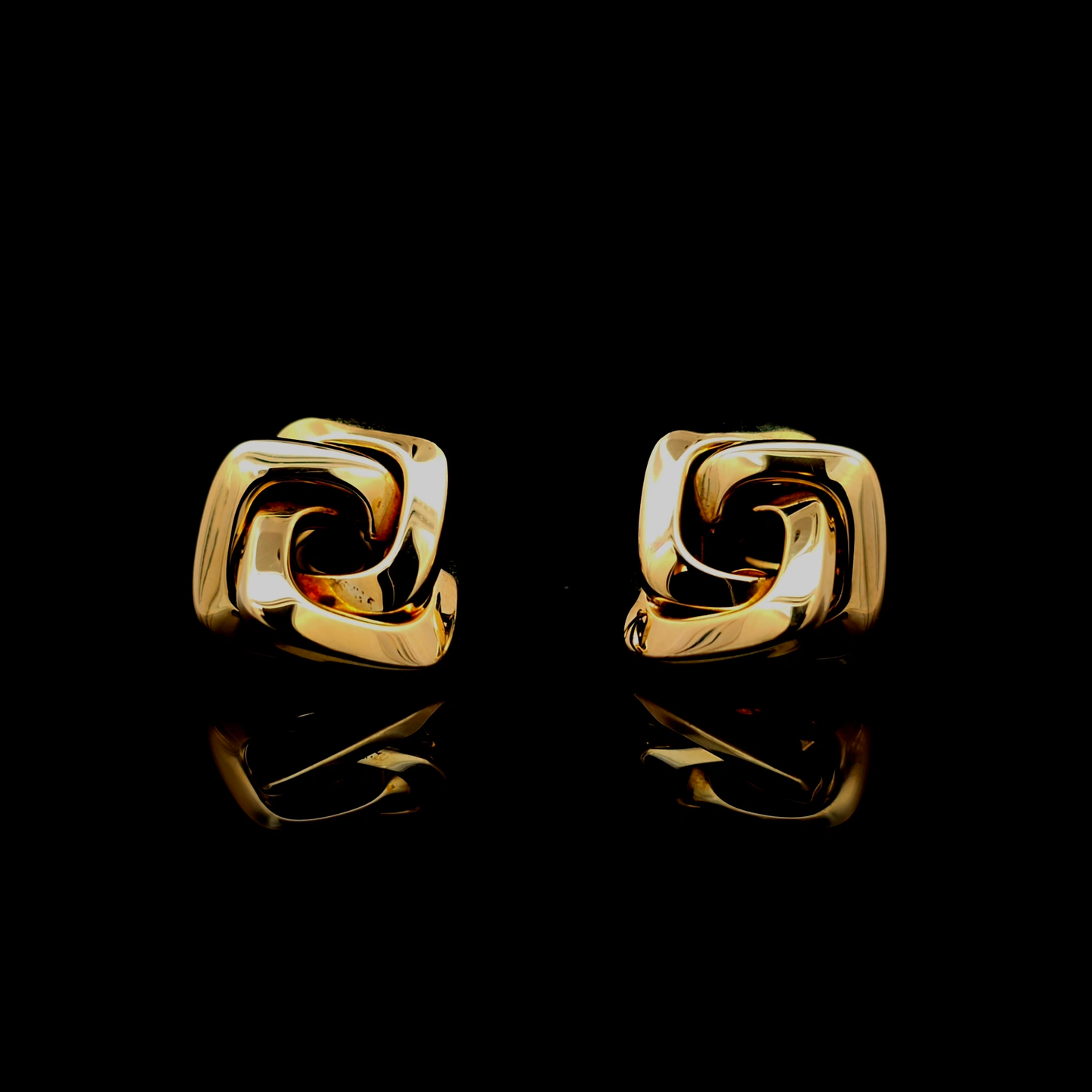square design golden earrings vintage bruens 67