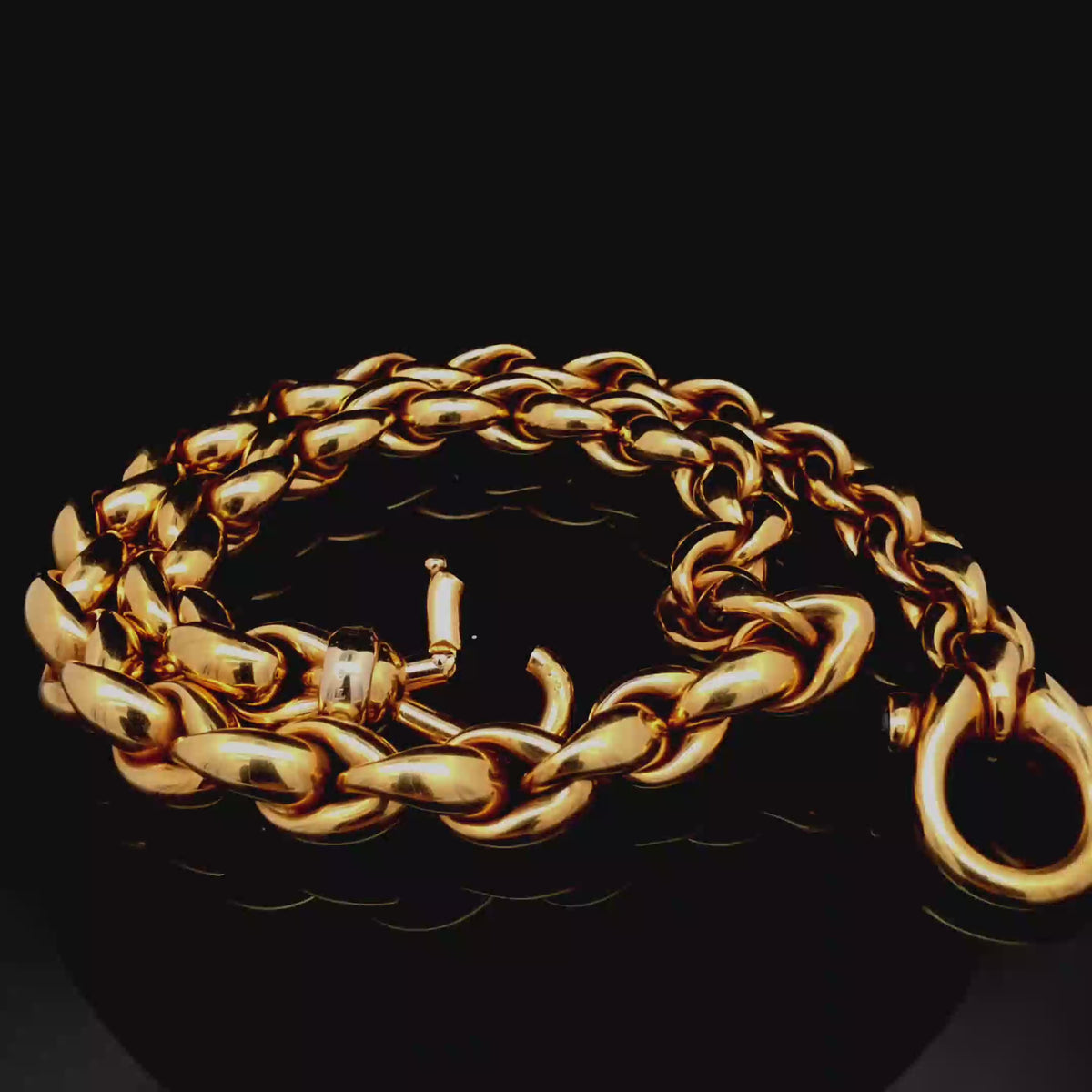 Yellow Gold Woven Link Chain Necklace with Sapphire Clasp