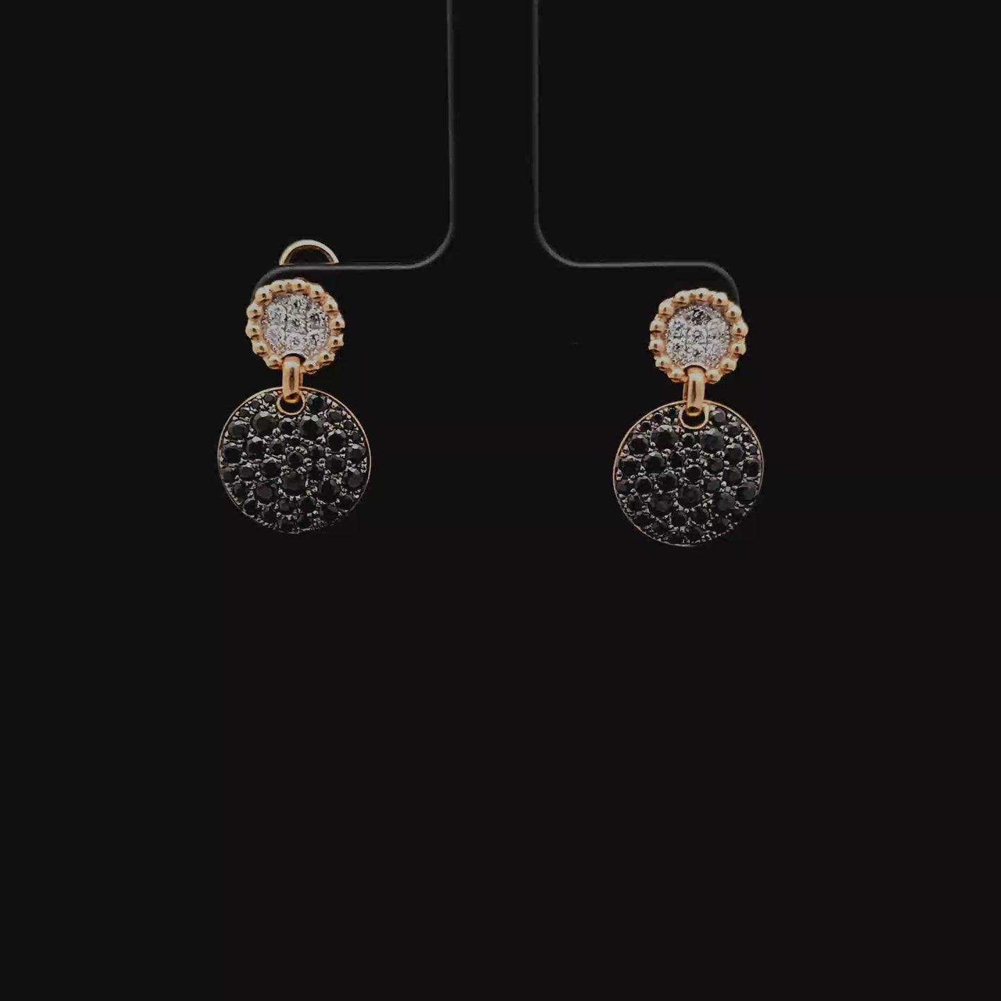 Al Coro Black and White Diamond Drop Earrings in Rose Gold