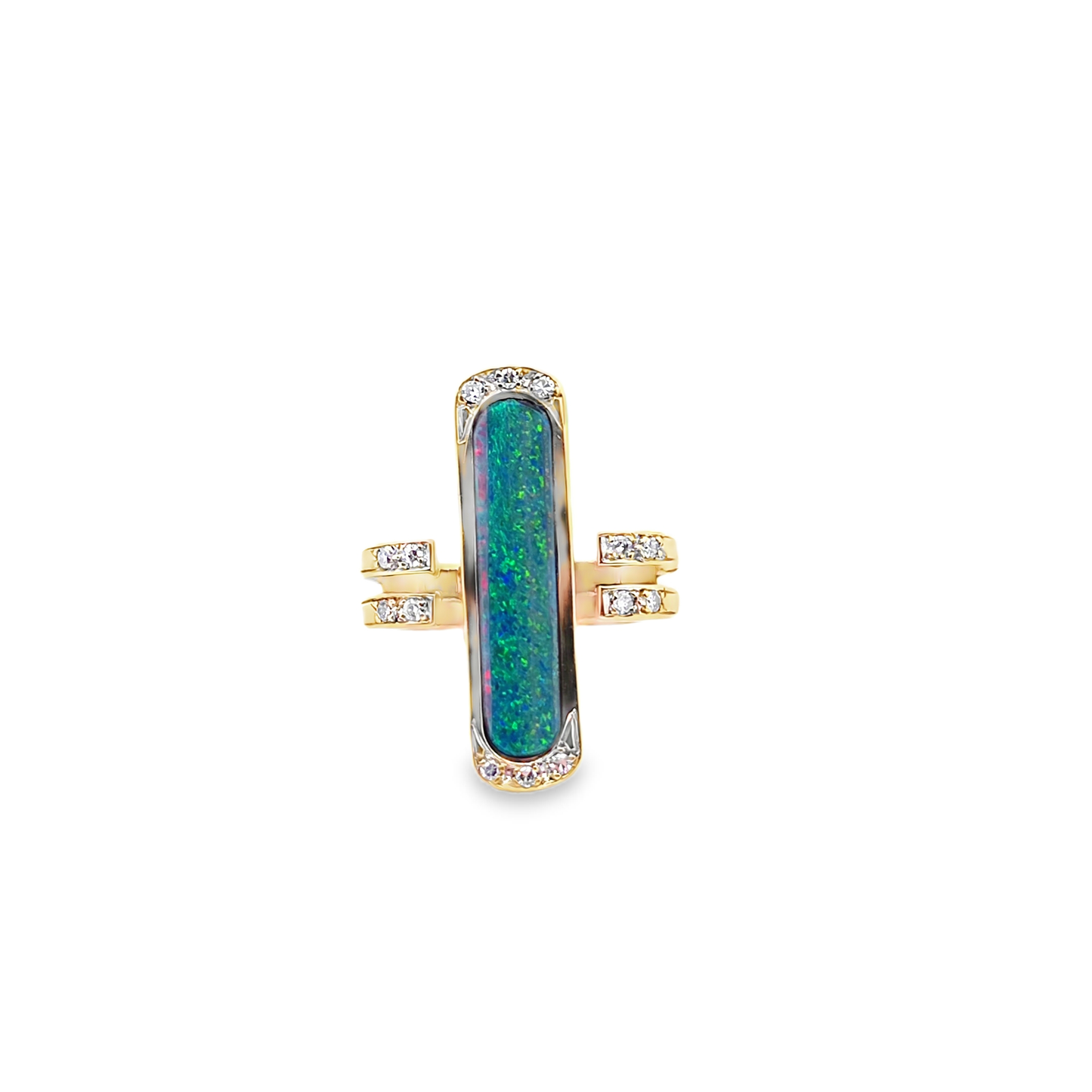 Elongated Opal Cocktail Ring in Yellow Gold