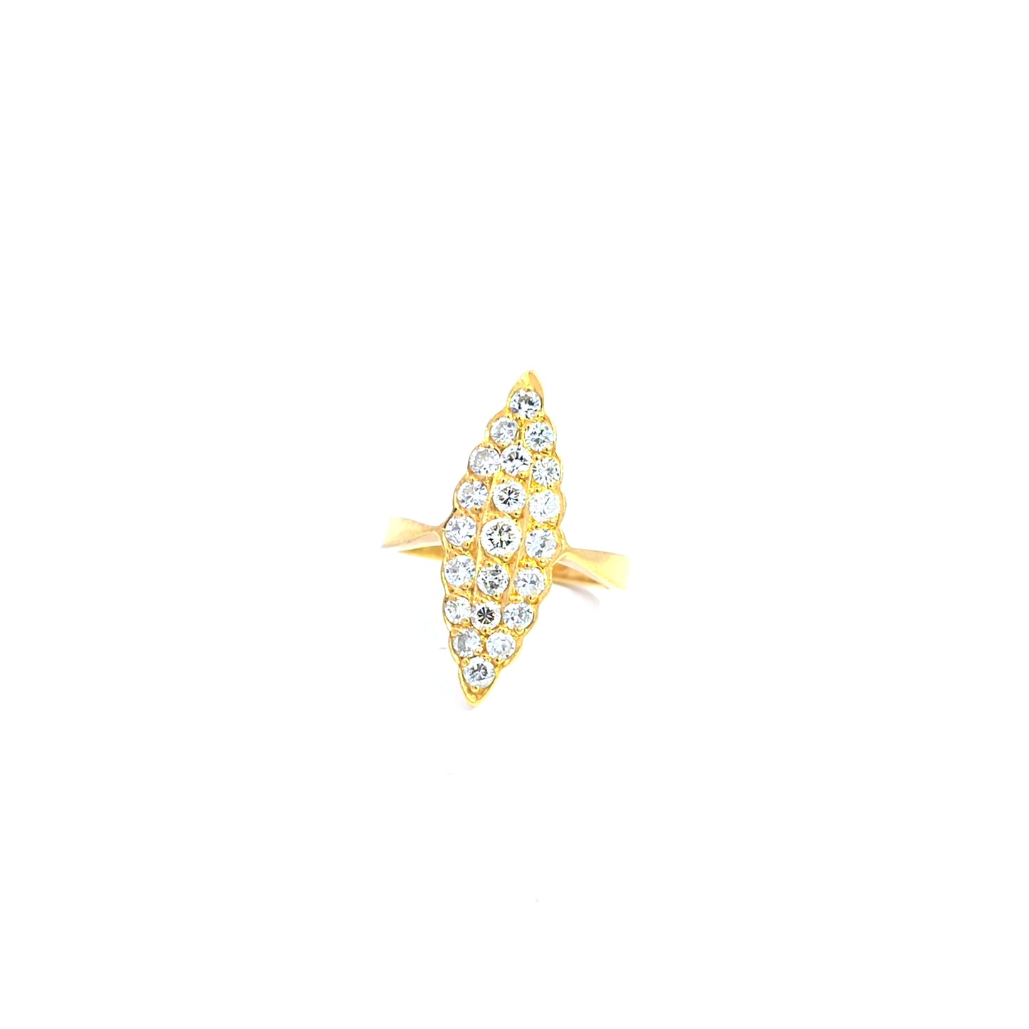 Yellow Gold Ring with Diamond Cluster