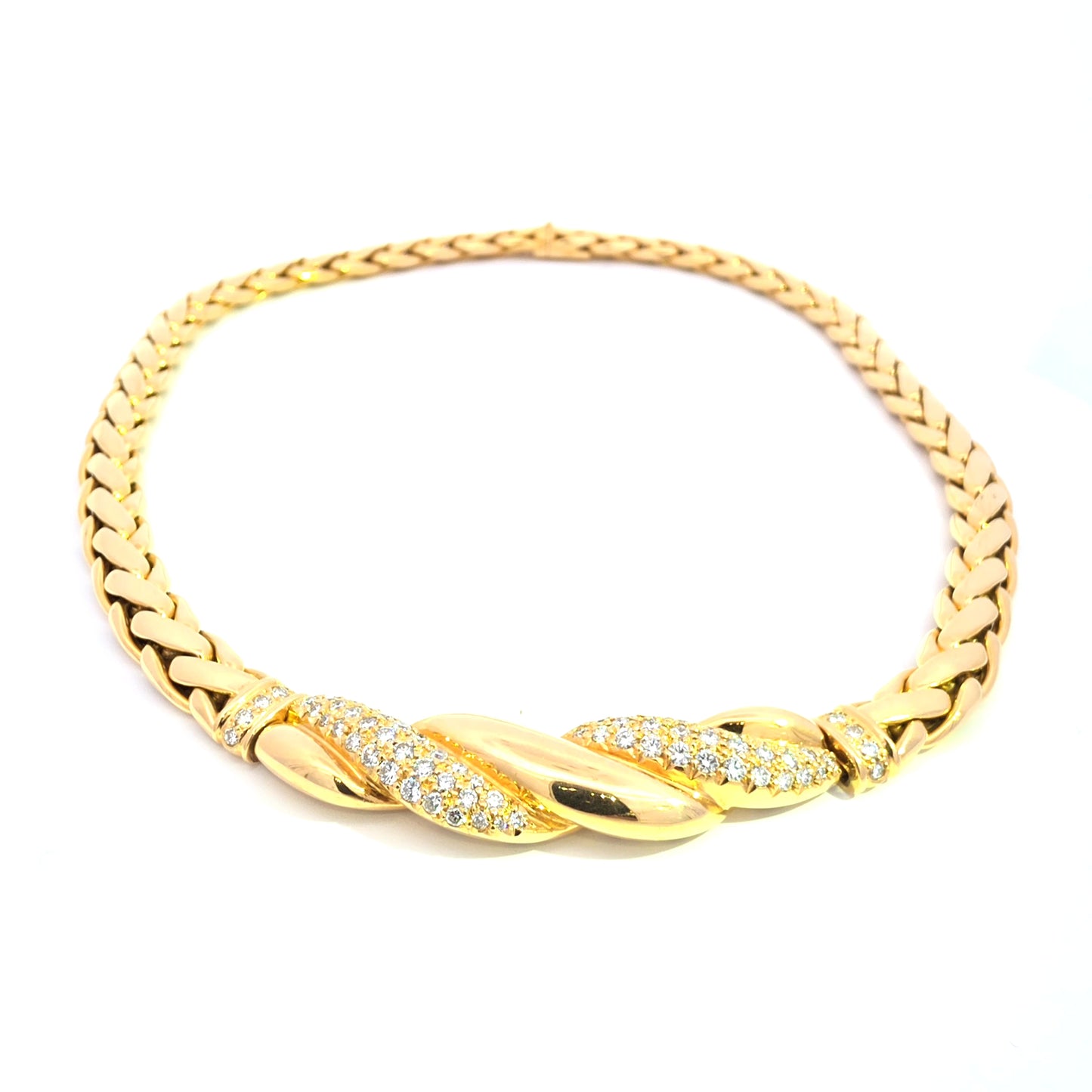 Yellow Gold Chain Necklace with Diamond Accents