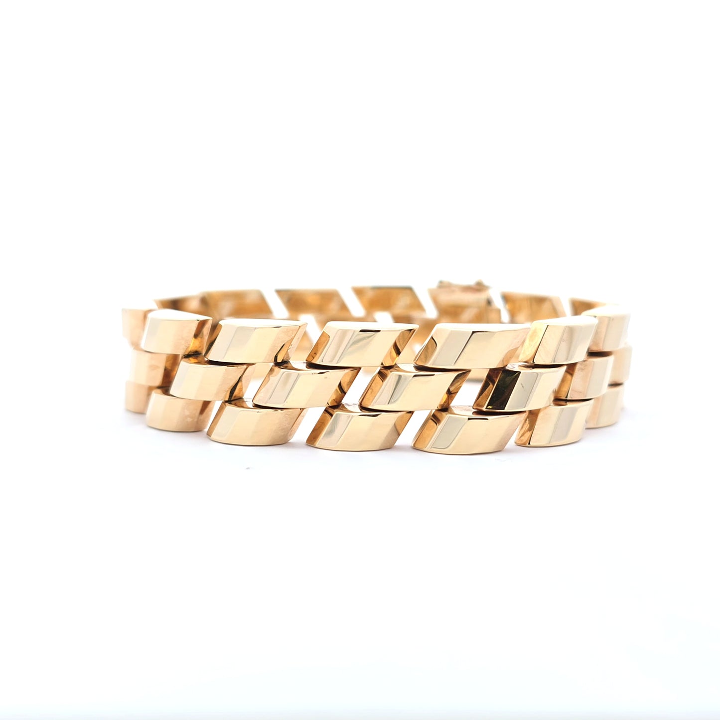 Classic Yellow Gold Interlocking Link Chain Bracelet