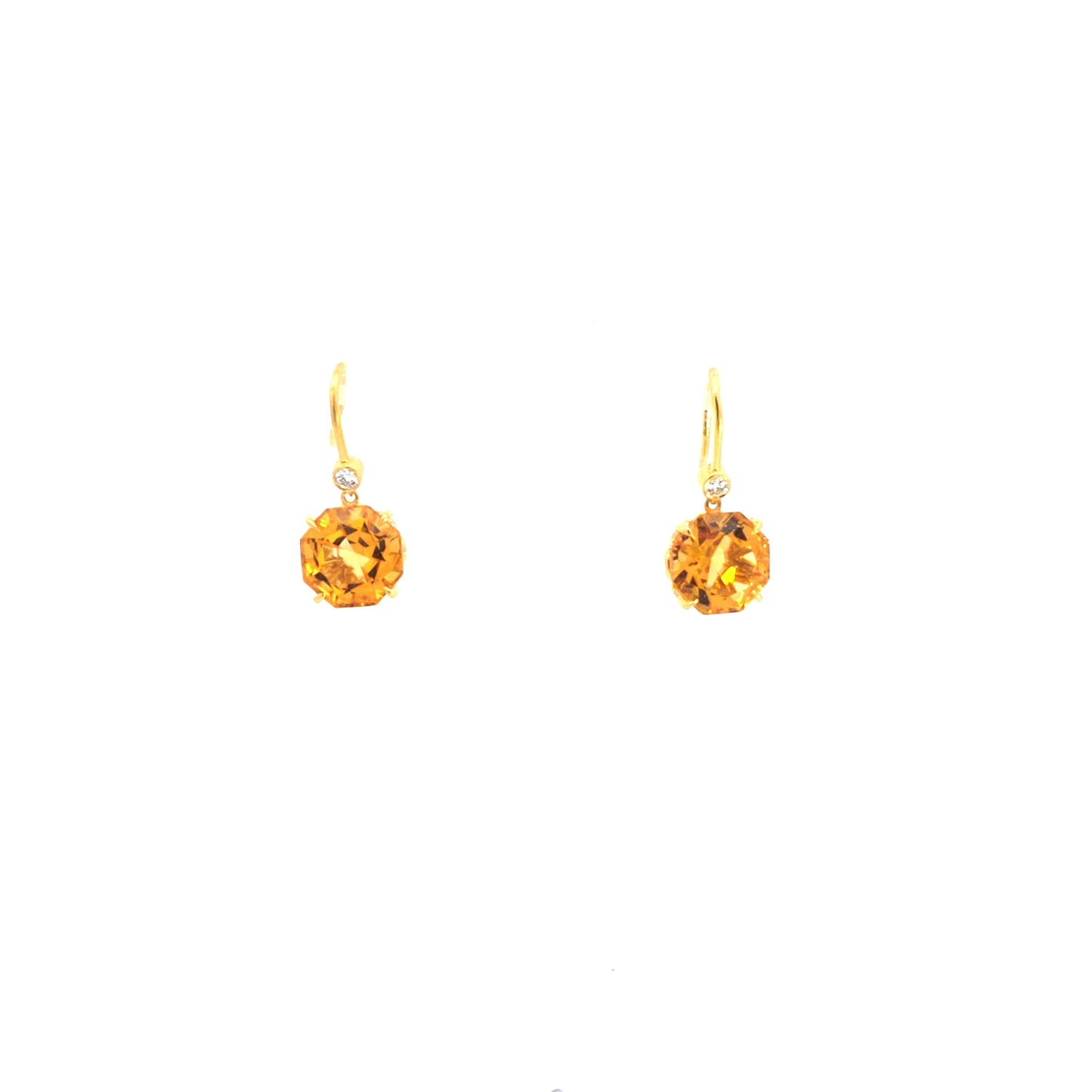 Yellow Gold Tiffany & Co Dangle Earrings with Round Brilliant Citrine