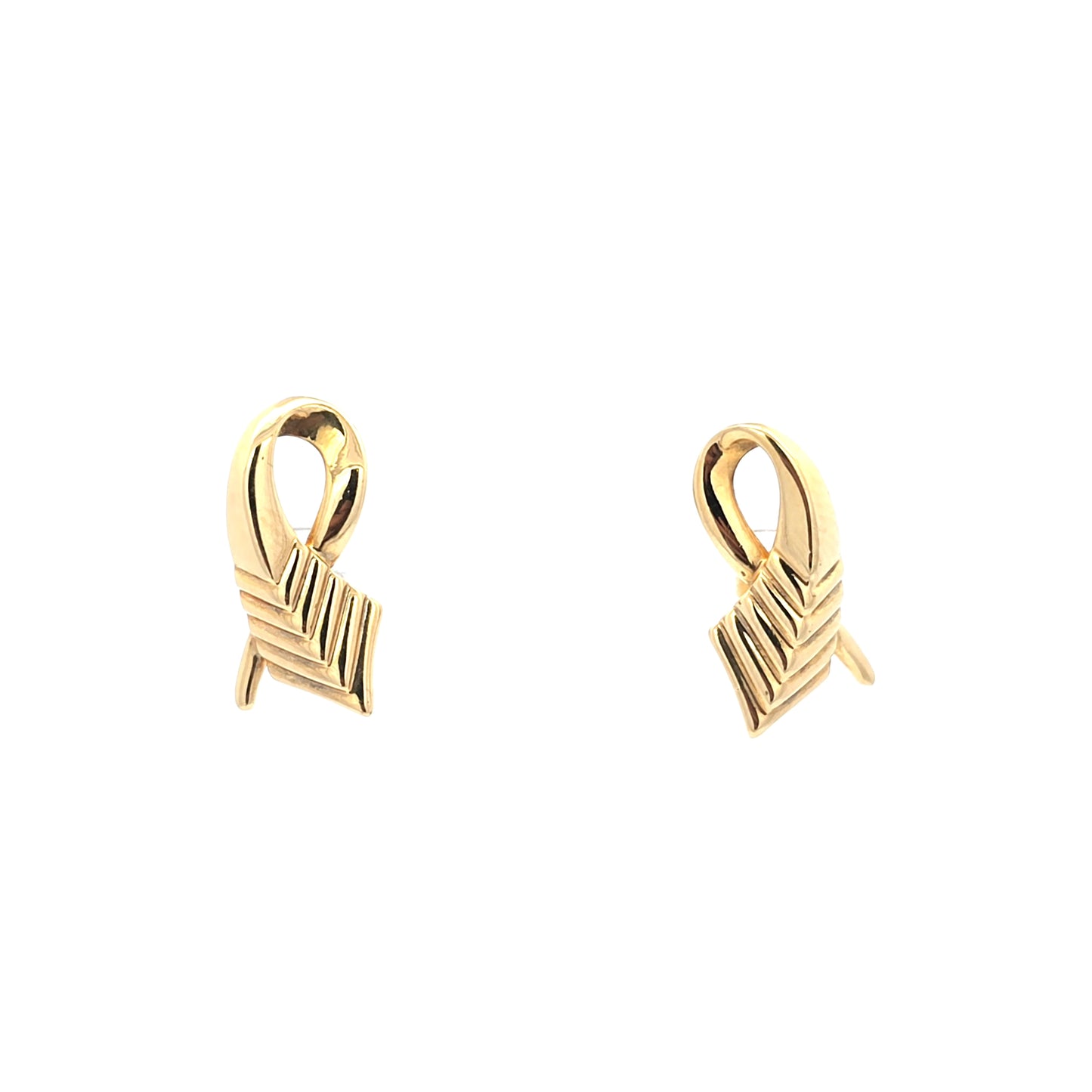 Textured Leaf Design Yellow Gold Stud Earrings