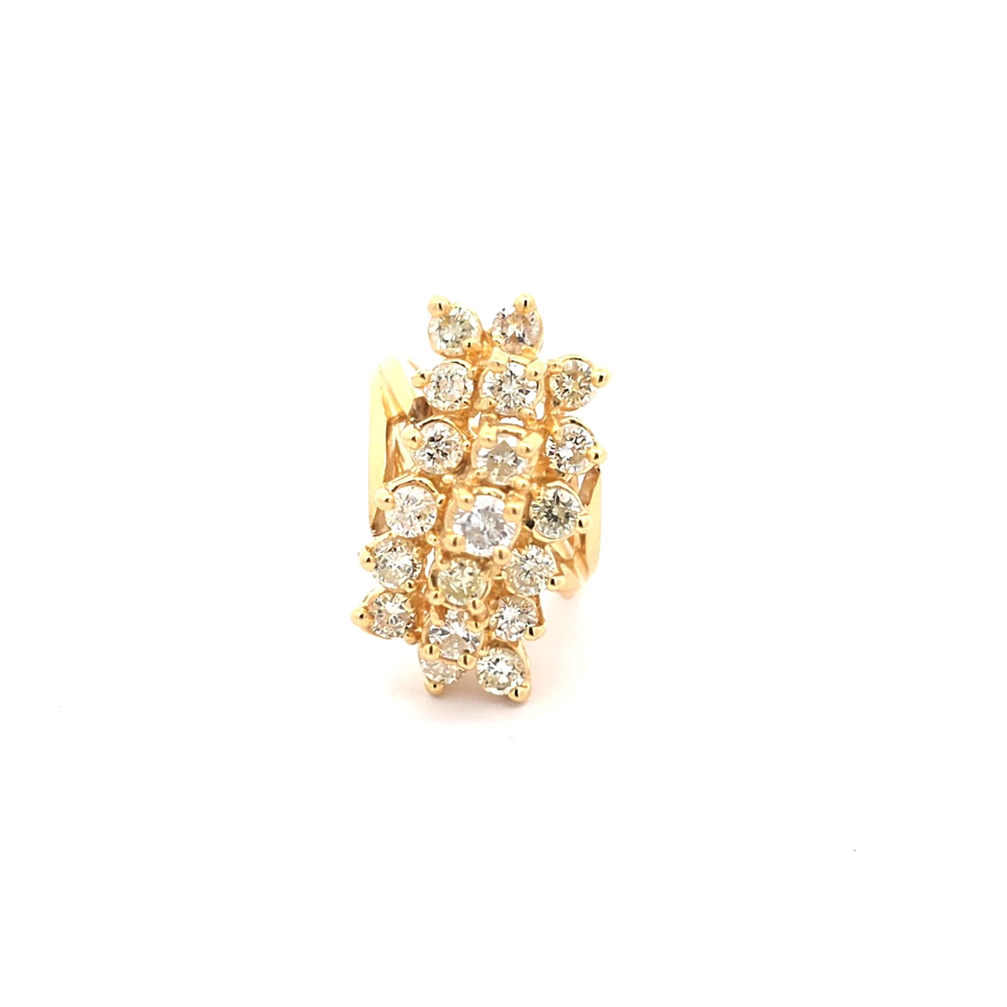 18k Yellow Gold Diamond Cluster Ring