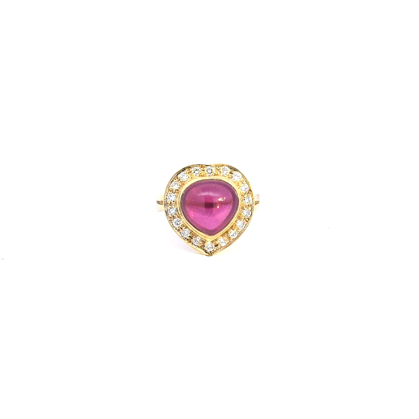 14k Yellow Gold Cocktail Ring with Cabochon Rhodoliet