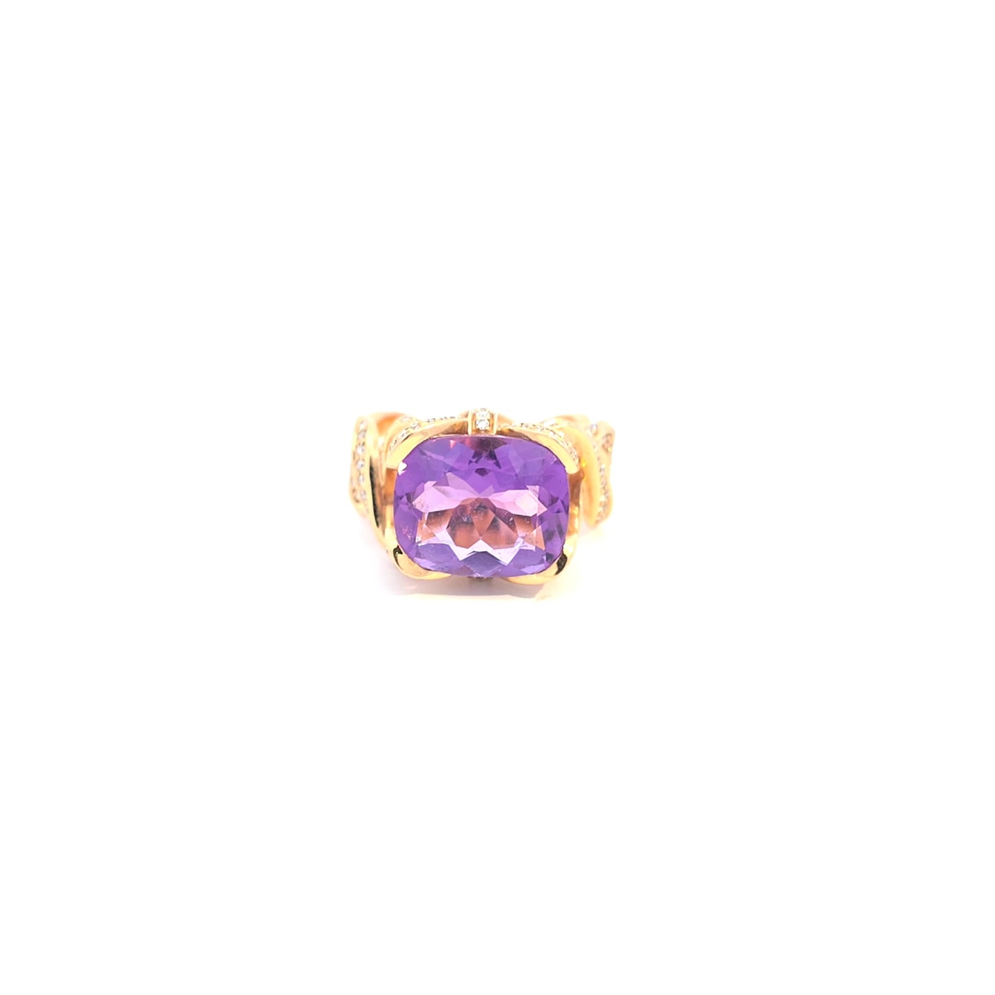 Cushion Cut Amethyst Ring in 18k Rose Gold