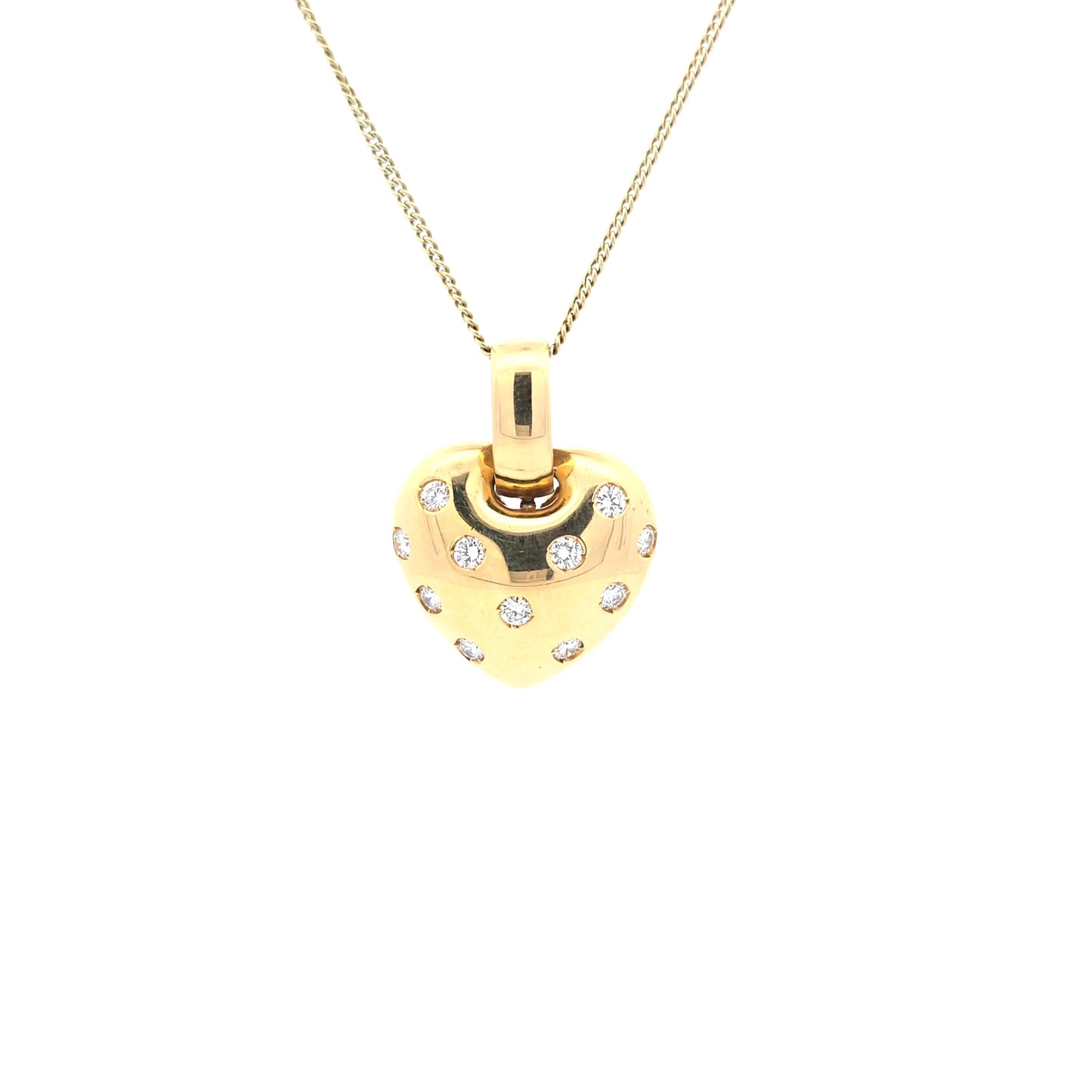 18k Yellow Gold Diamond-Accented Heart Pendant