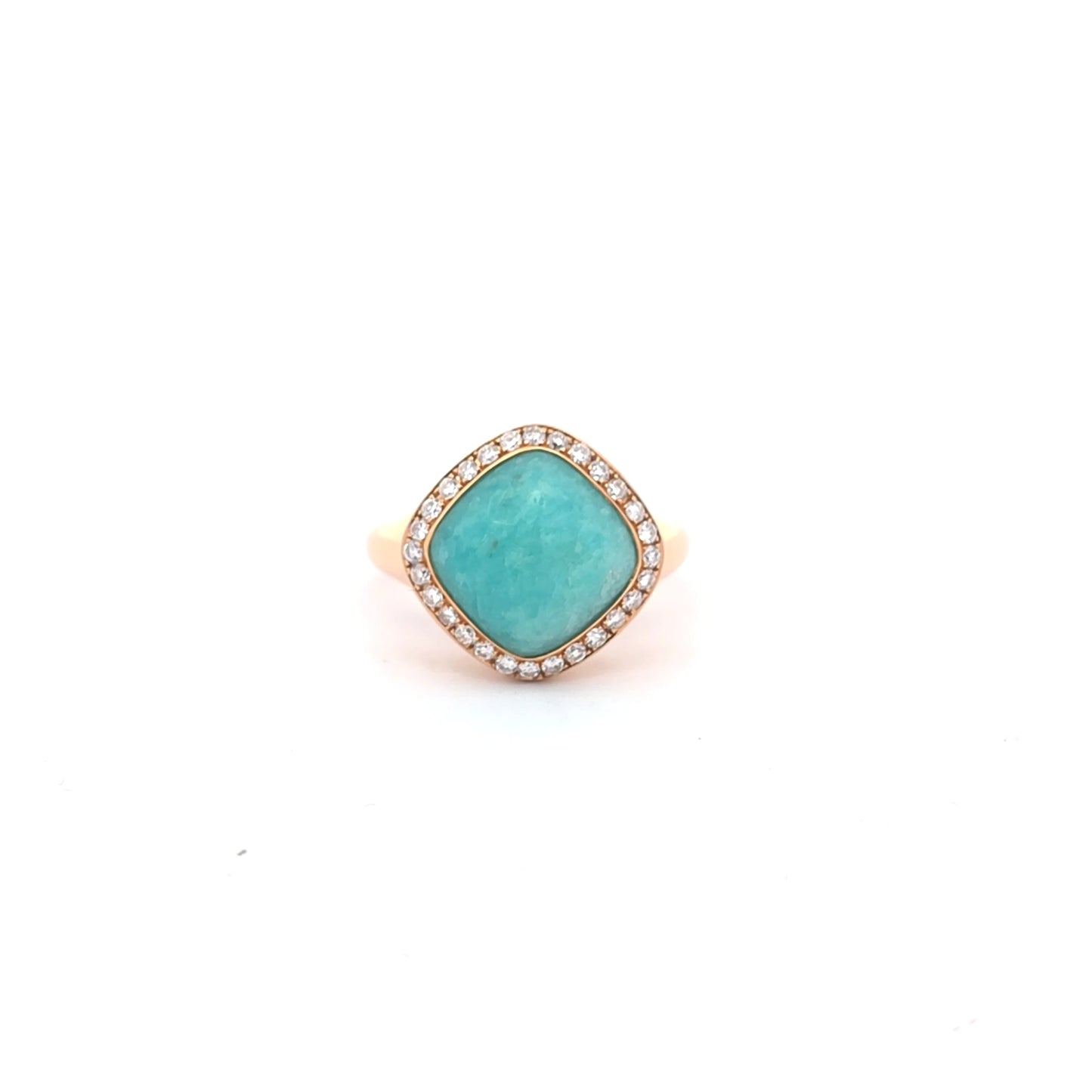 Cushion Cabochon Amazonite Cocktail Ring in 18K Rose Gold