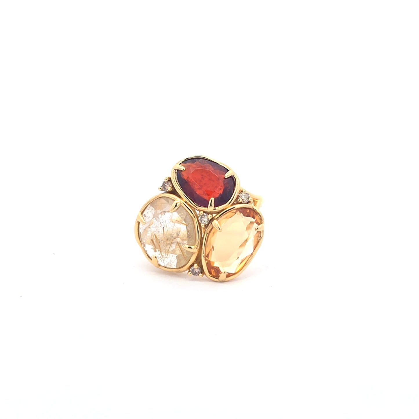 Peroni & Parise Quartz 14K Yellow Gold Cluster Cocktail Ring
