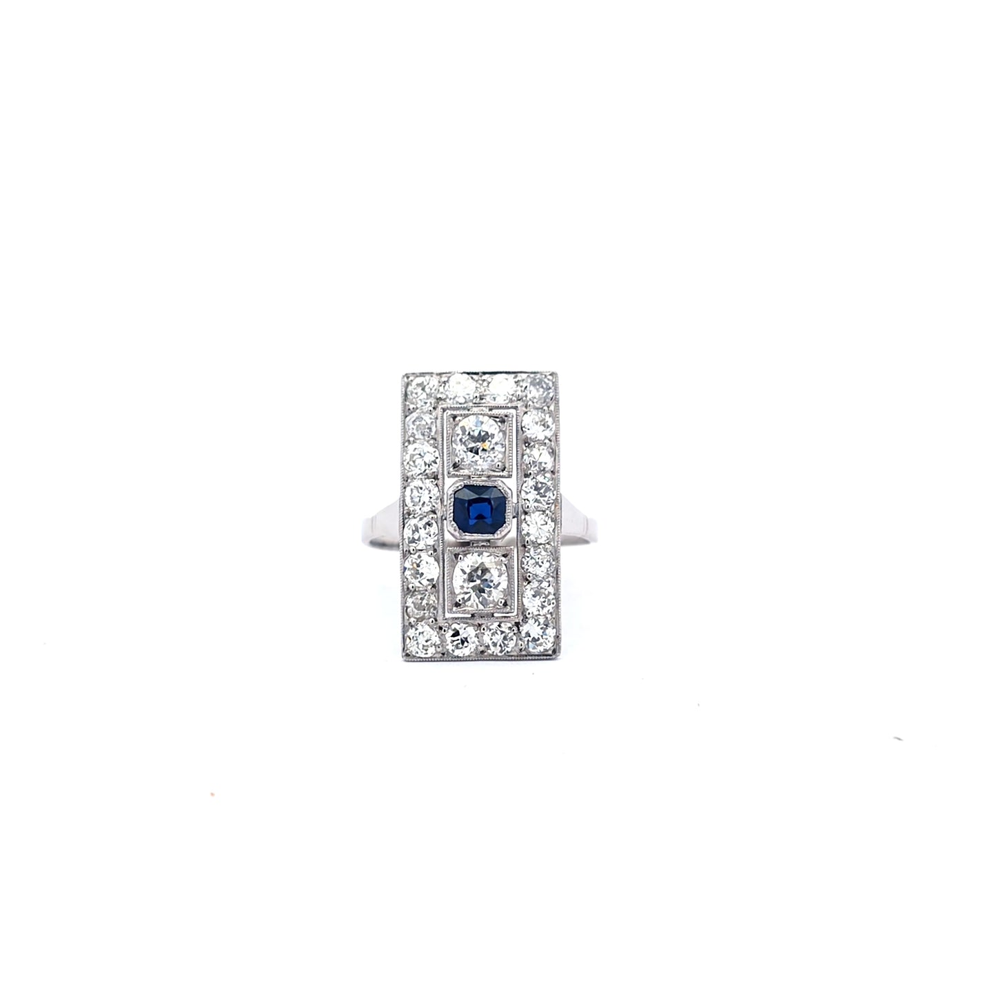 Art-Deco 14k white gold and platinum diamond ring