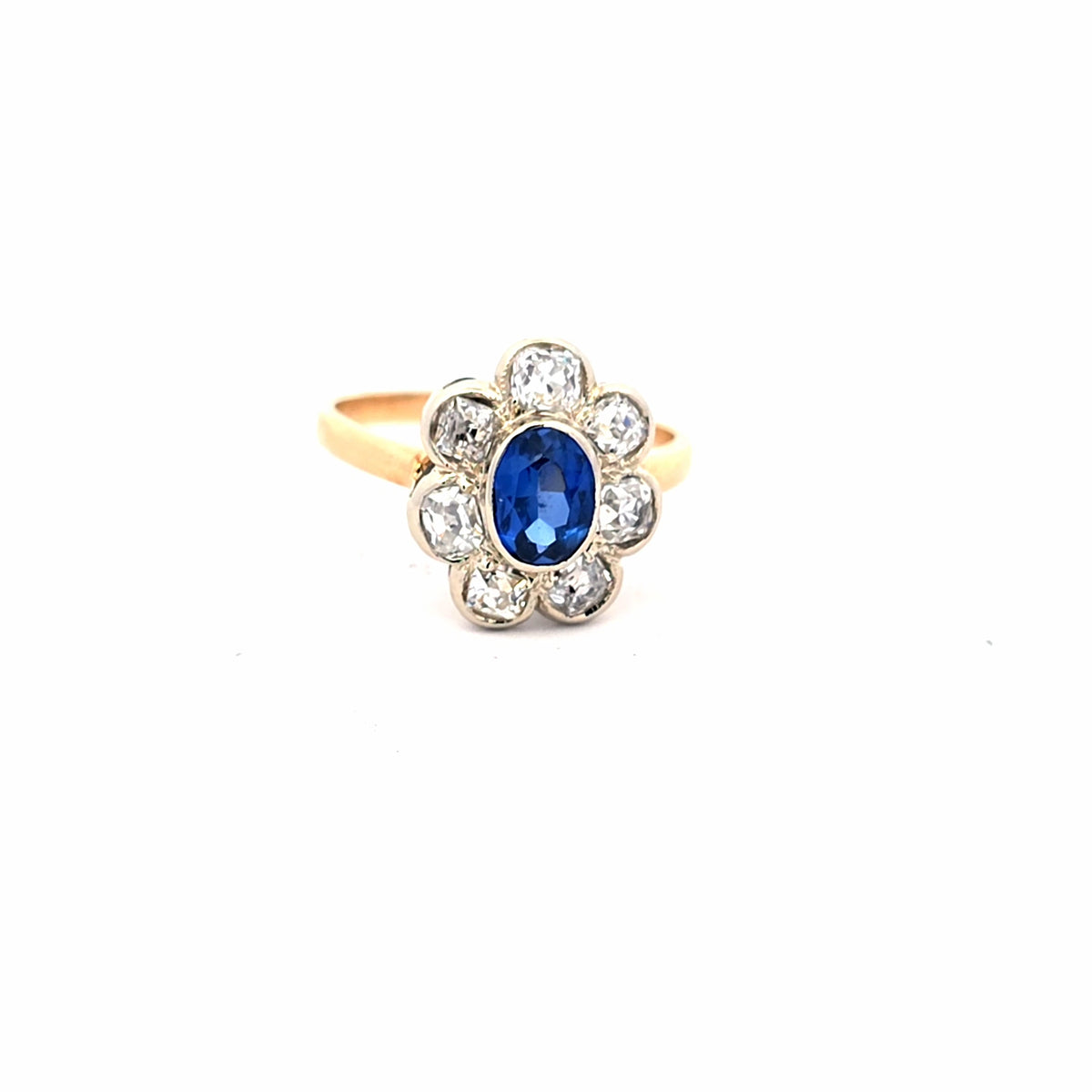 Royal Blue Sapphire Floral Halo Cocktail Ring
