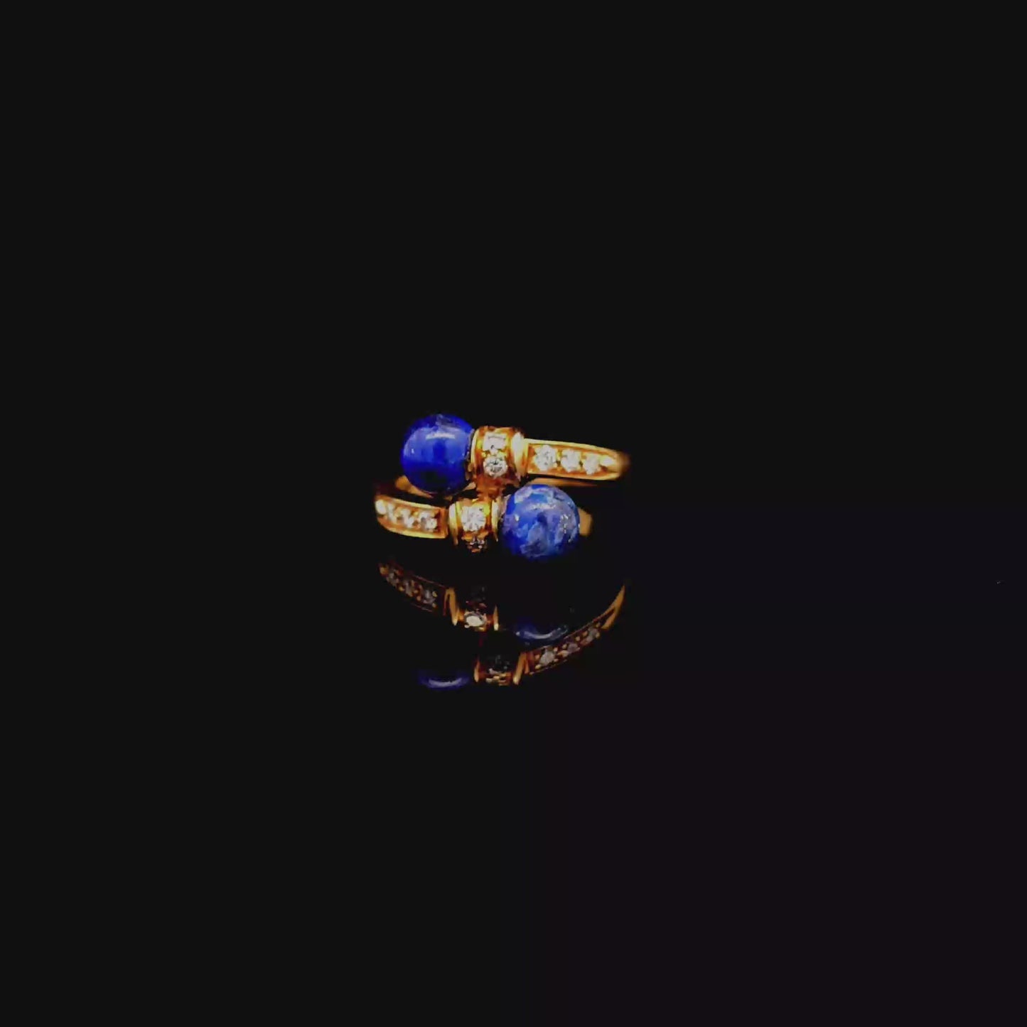 Yellow Gold Lapis Lazuli Bypass Multi-Stone Ring