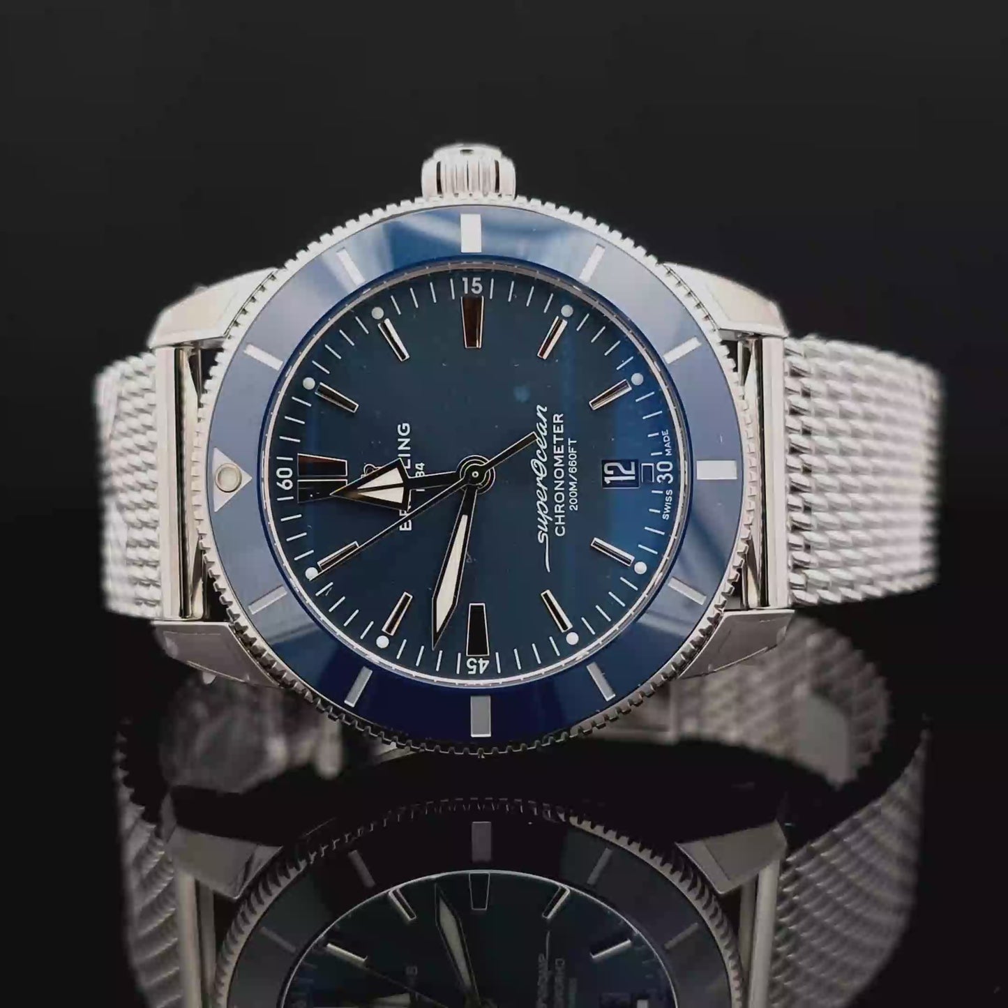breiling blauwe wijzerplaat superocean video  bruens fine jewelry amsterdam
