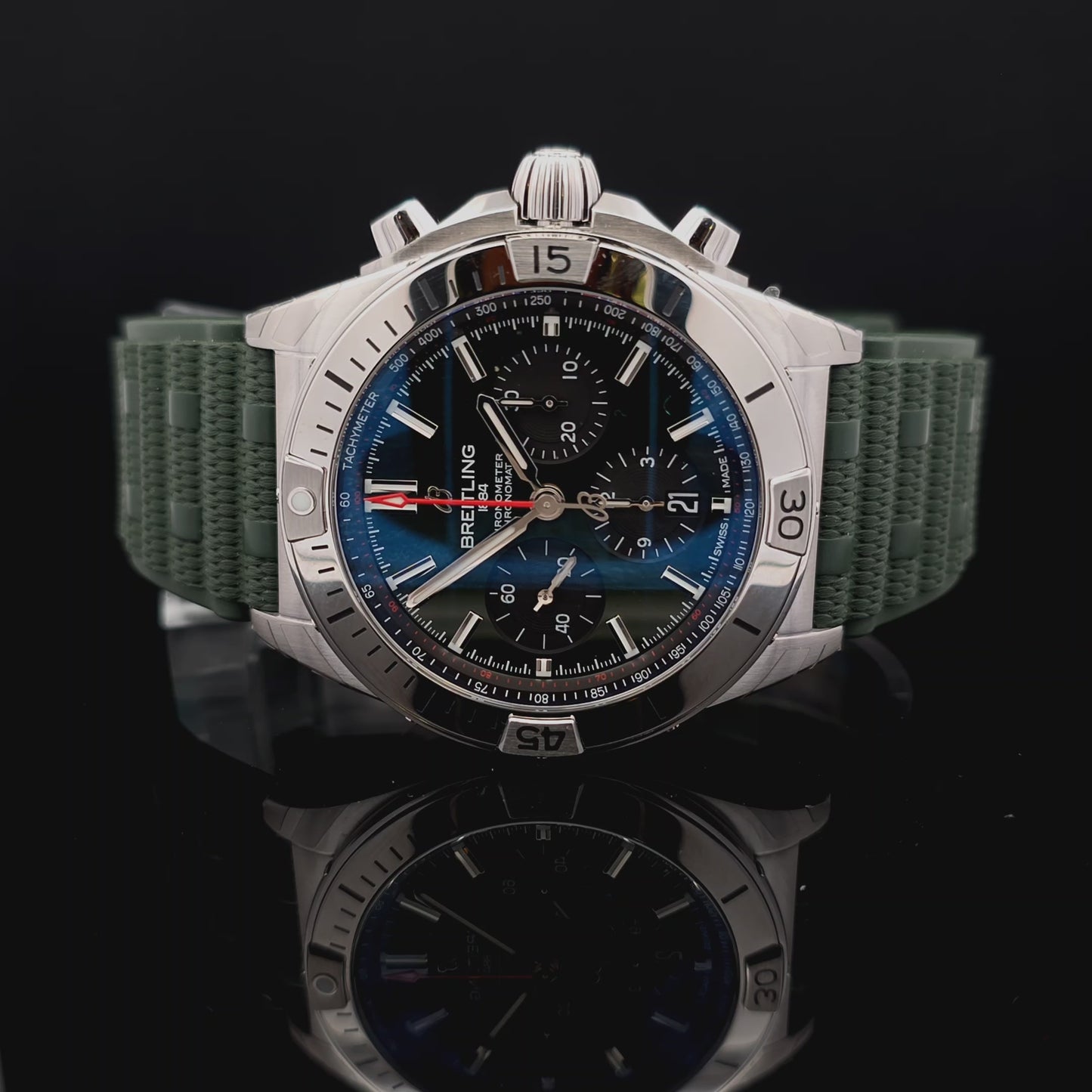  bruens fine jewelry amsterdam breitling chronomat green dial rubberstrap