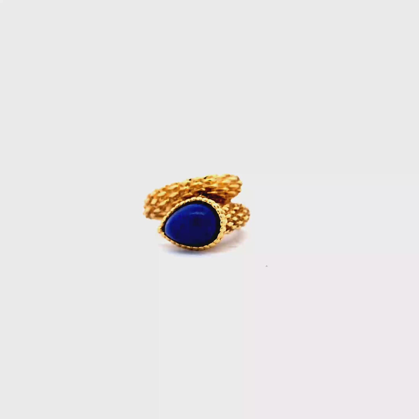 Pear-Shaped Lapis Lazuli Boucheron Cocktail Ring in 18K Yellow Gold