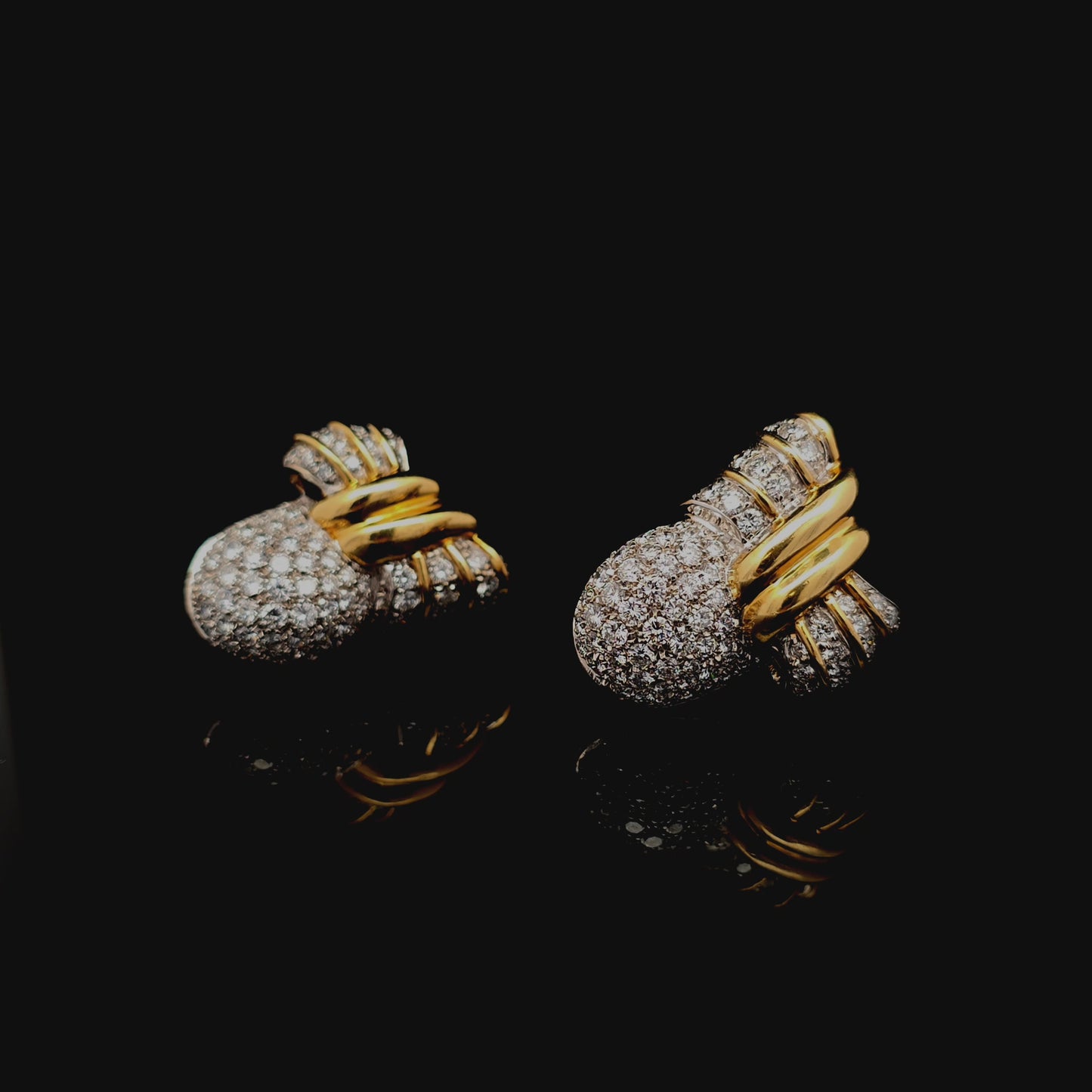 Diamond Pavé 18k Yellow Gold Clip Earrings