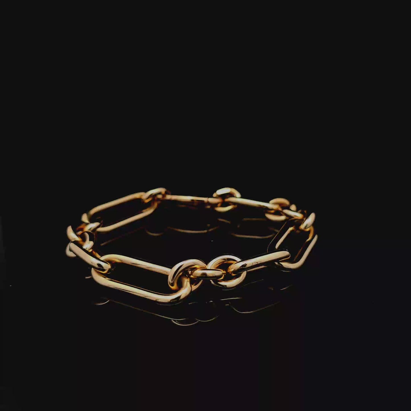 14k Yellow Gold Polished Oval Paperclip and Link Chain Bracelet