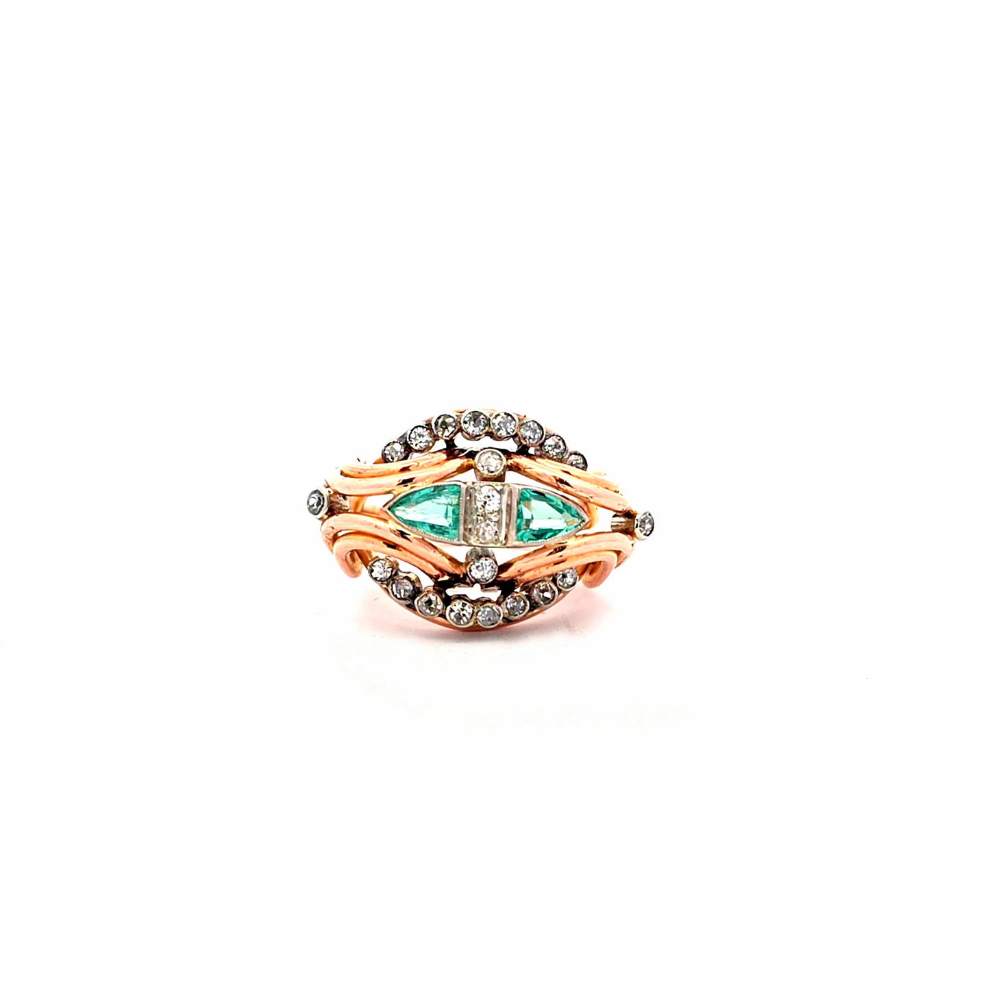 Rose Gold Diamond Cocktail Ring with Interlocking Bands