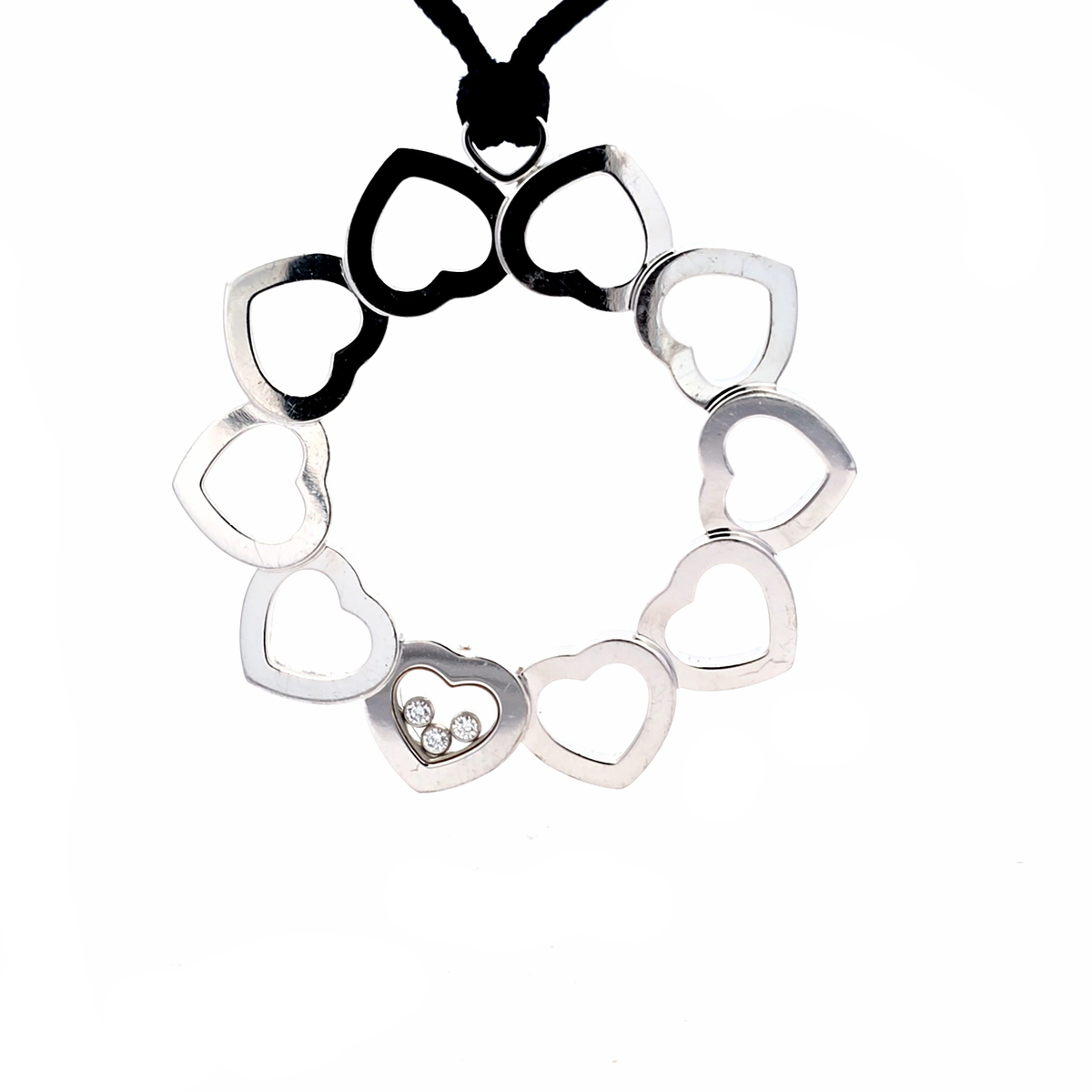 Chopard White Gold Linked Hearts Diamond Charm Necklace