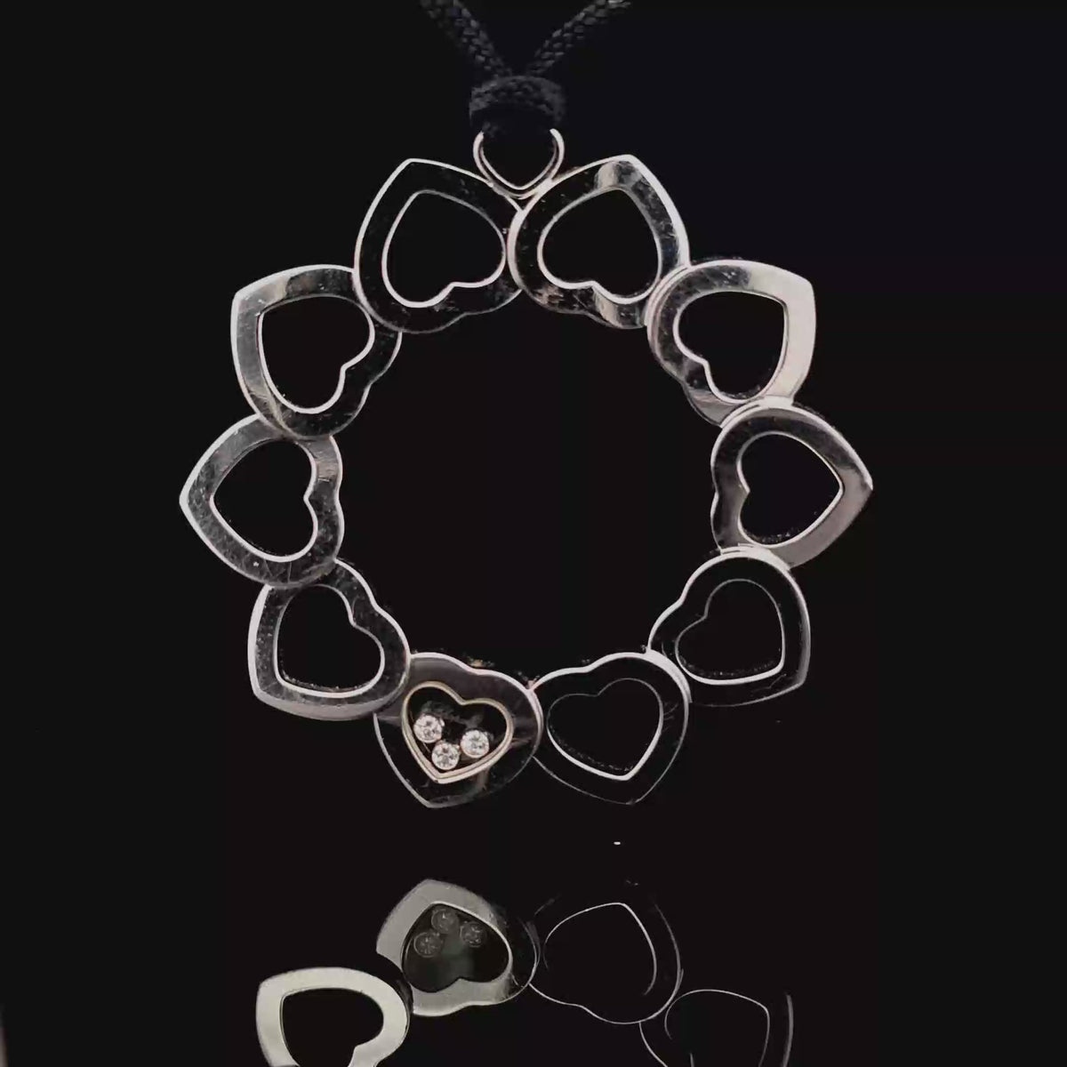 Chopard White Gold Linked Hearts Diamond Charm Necklace