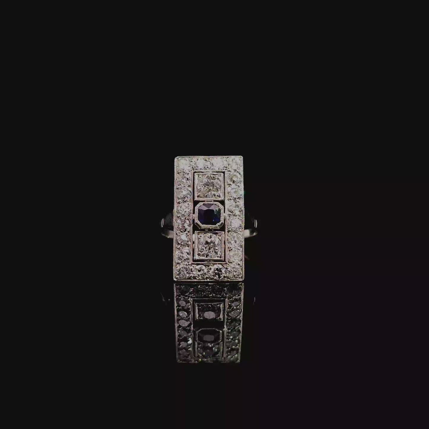 Art-Deco 14k white gold and platinum diamond ring