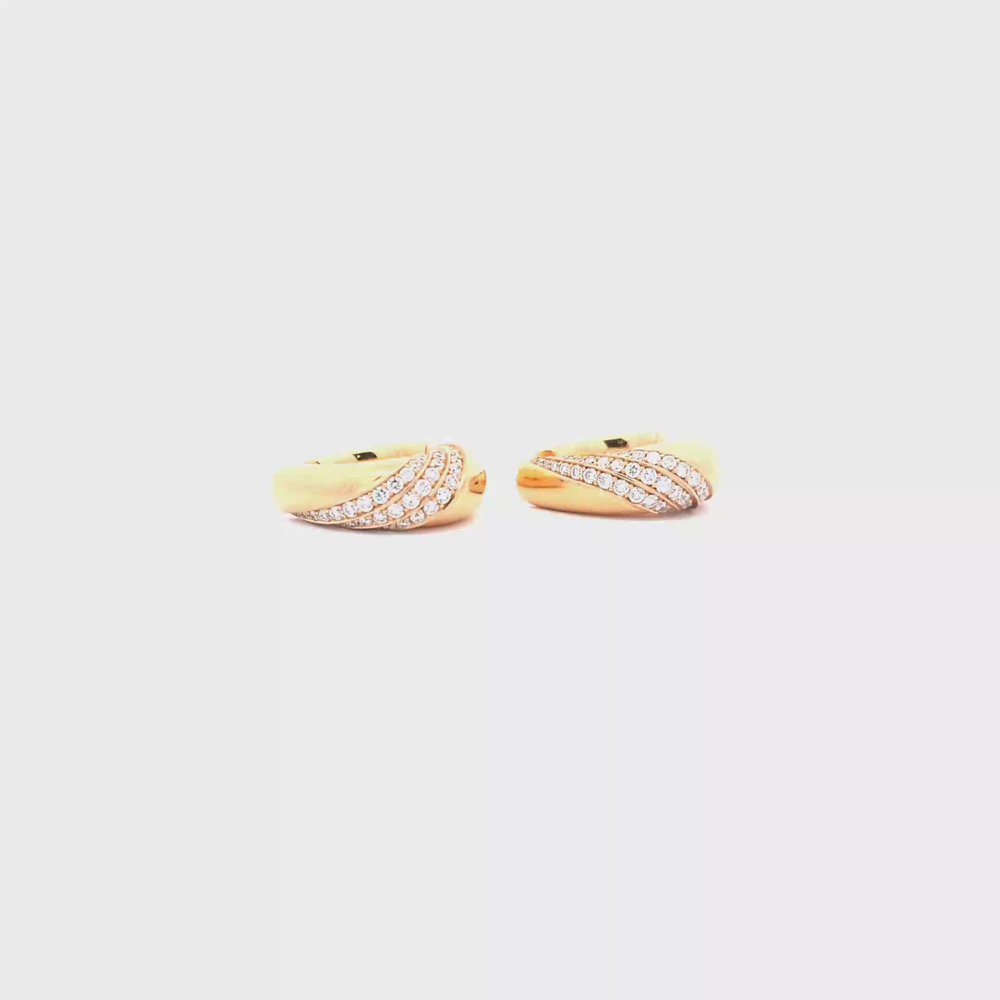 Rose Gold Hoop Earrings with Round Brilliant Cut Diamonds
