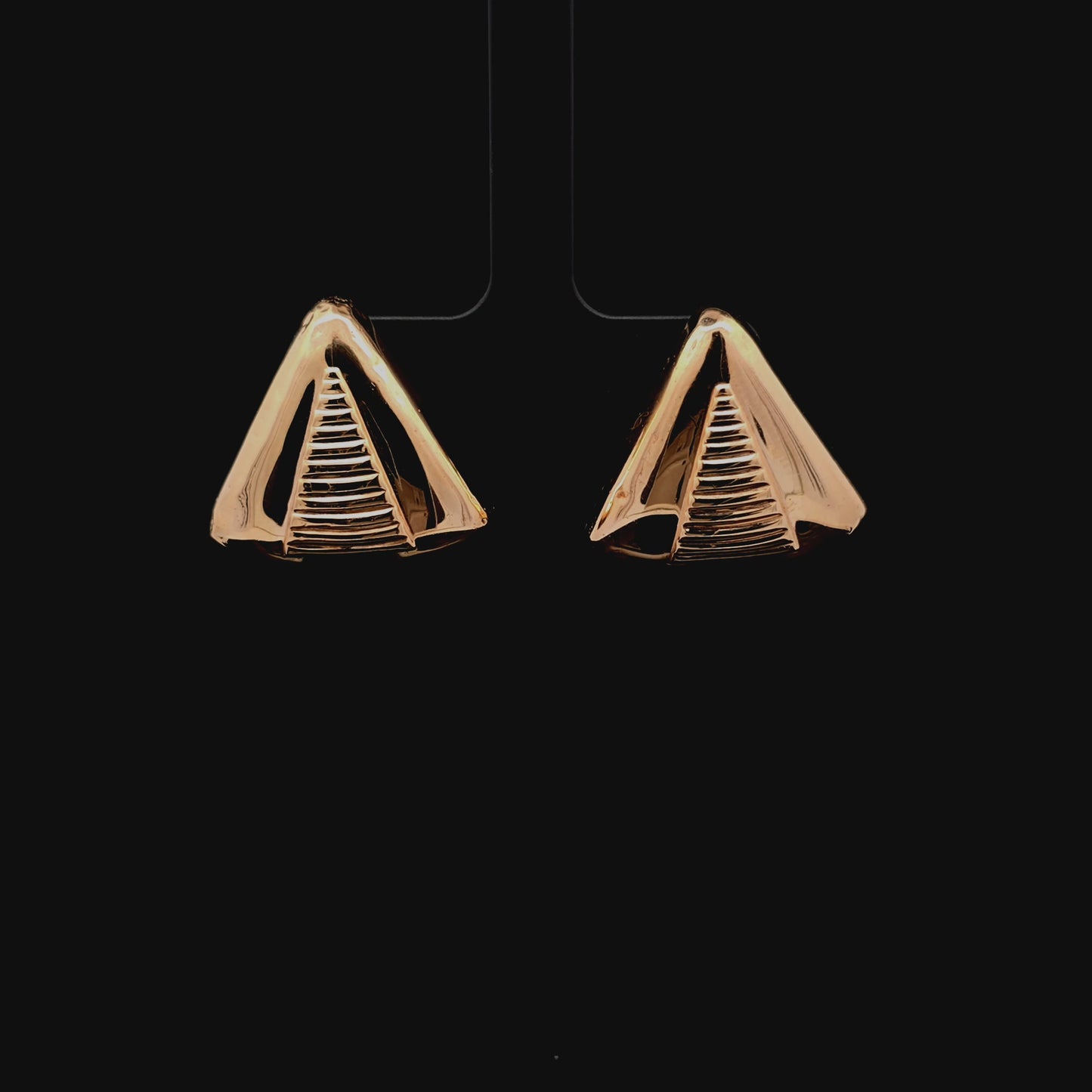 14K Rose Gold Stud Triangle Earrings