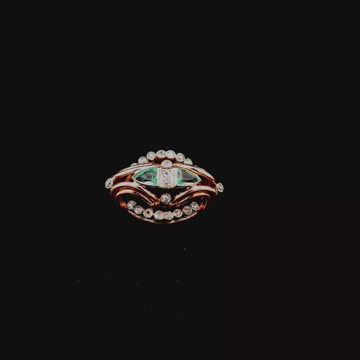 Rose Gold Diamond Cocktail Ring with Interlocking Bands