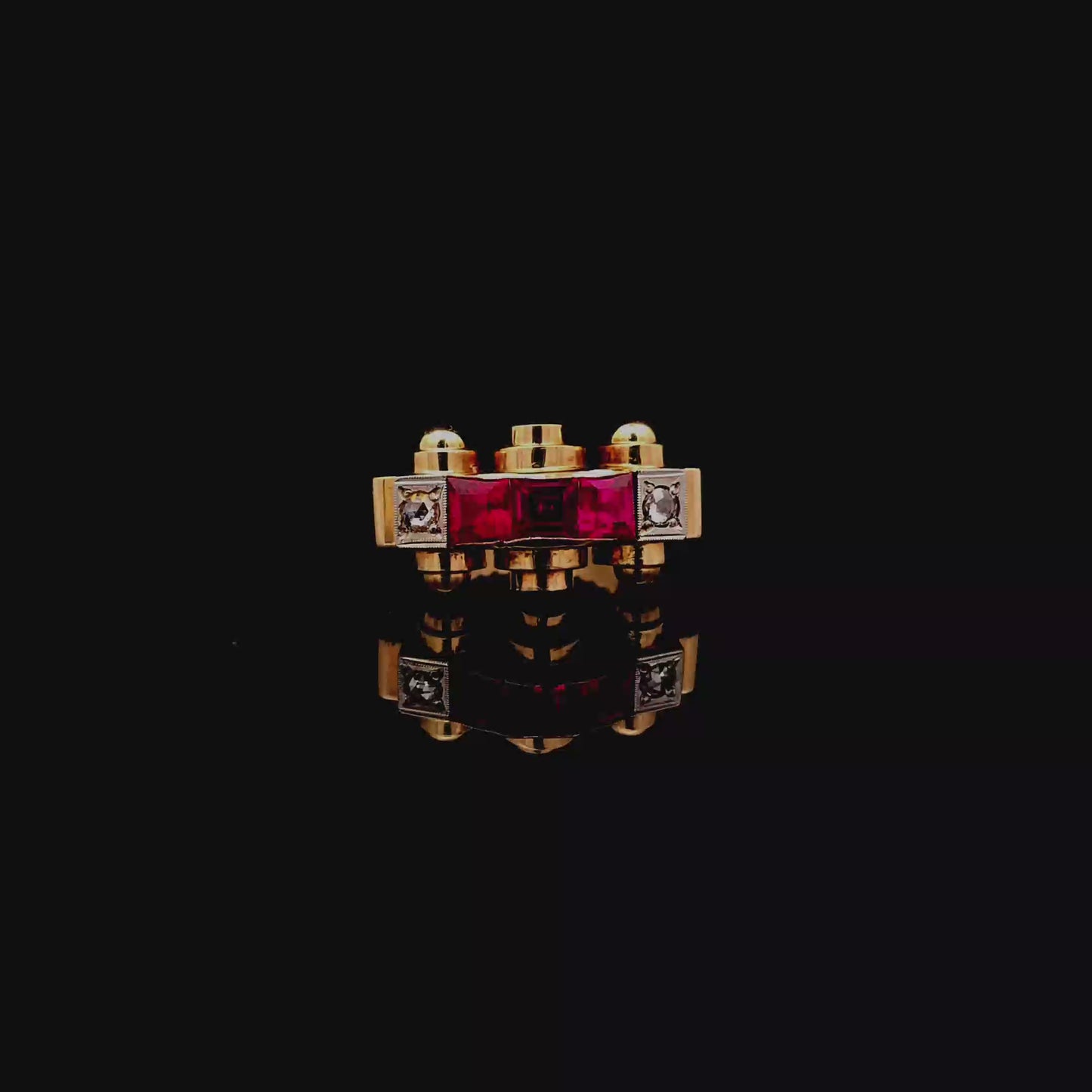 Retro Yellow Gold Ruby Cocktail Ring