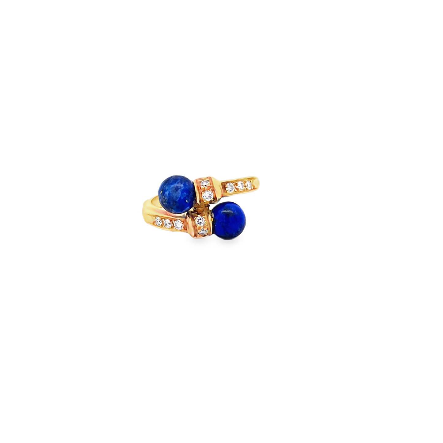 Yellow Gold Lapis Lazuli Bypass Multi-Stone Ring