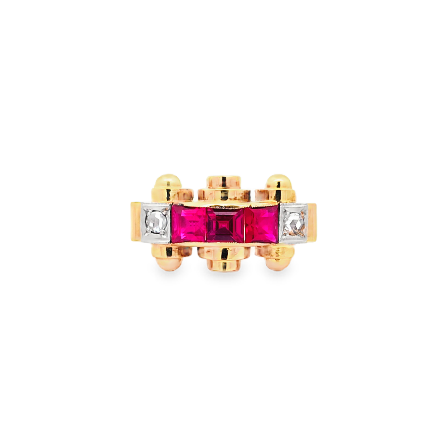 Retro Yellow Gold Ruby Cocktail Ring