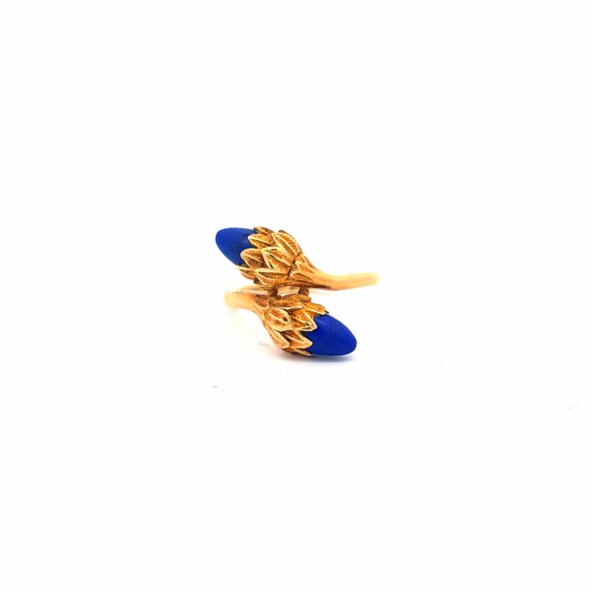 Lapis Lazuli Bypass Cocktail Ring in 14K Yellow Gold