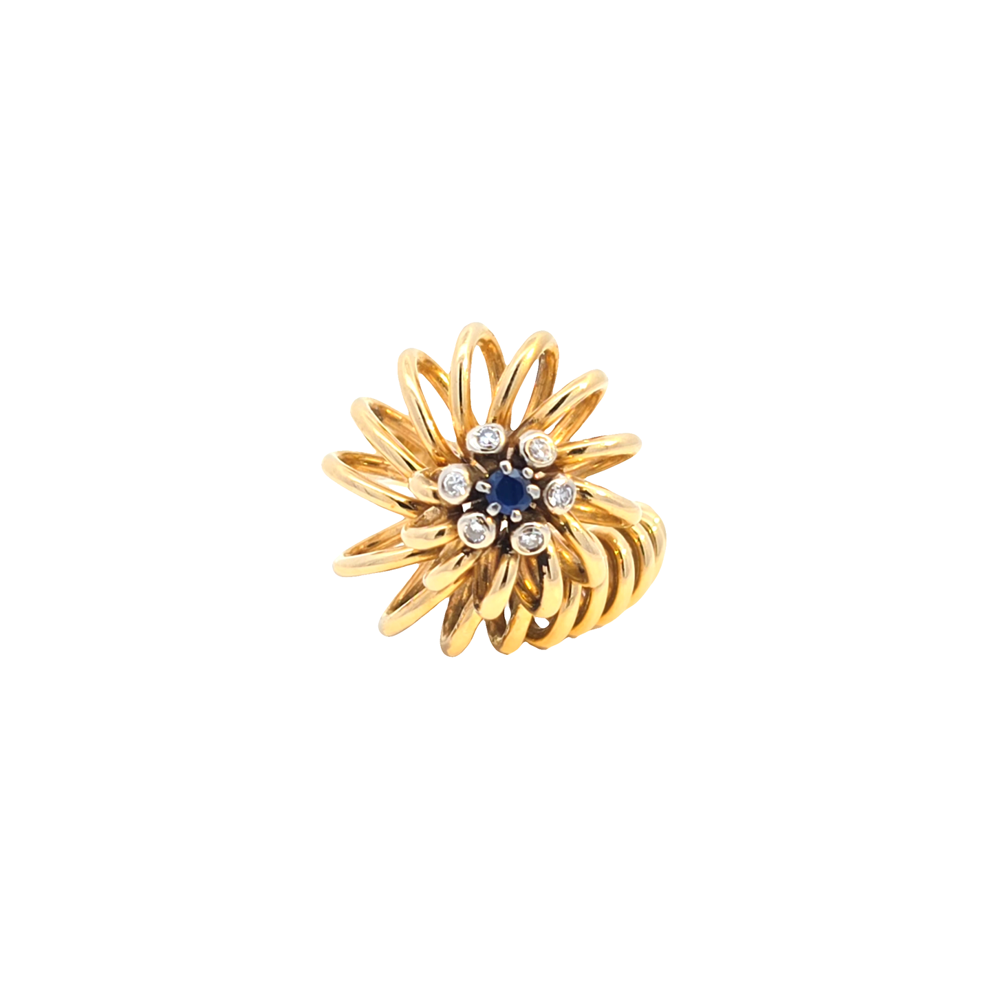 vintage 18k geel gouden ring saffier en diamant amsterdam Bruens