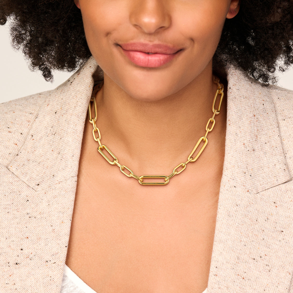yellow gold paperclip necklace